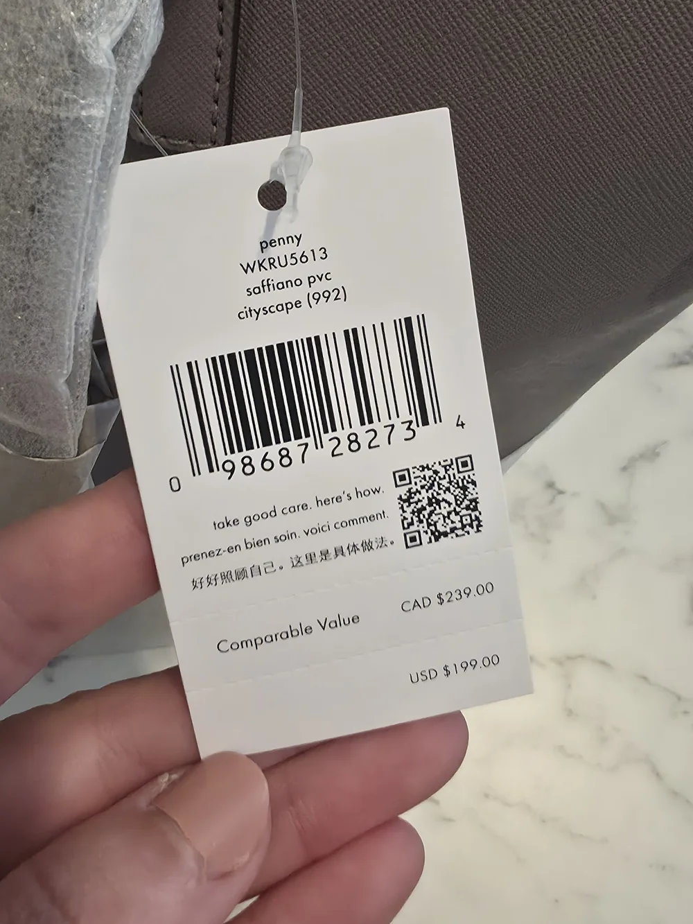kate spade Two-Tone Gray Tote PENNY CITYSCAPE